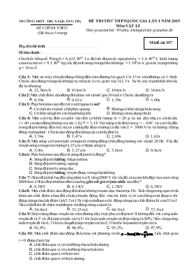Đề thi thử THPT quốc gia lần I năm 2015 môn Vật lí thời gian làm bài 90 phút